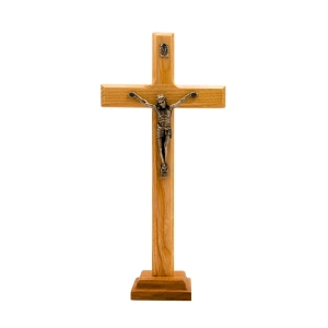 Krzyż drewniany stojący jasny 20cm  G-P