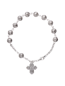 Bransoletka dziesiątka z zapięciem posrebrzane paciorki 6 mm