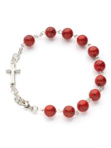 Bransoletka z kamienia różaniec dziesiątka koralin 21 cm