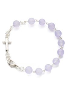 Bransoletka z kamienia różaniec dziesiątka marmurek fuksjowy 21 cm