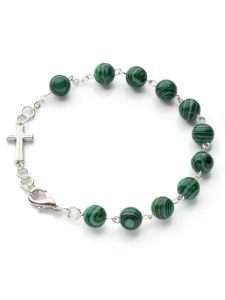 Bransoletka z kamienia różaniec dziesiątka malachit 21 cm