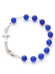 Bransoletka z kamienia różaniec dziesiątka kocie oko szafirowe 21 cm