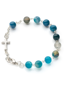 Bransoletka z kamienia różaniec dziesiątka agat niebieski 21 cm