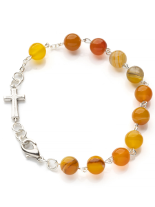 Bransoletka z kamienia różaniec dziesiątka agat karneolowy 21 cm