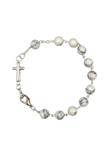 Bransoletka z kamienia różaniec dziesiątka howlit biały 21 cm