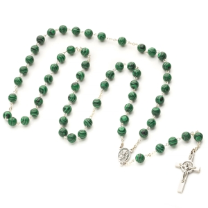 Różaniec z kamienia paciorki 8 mm malachit
