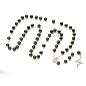 Różaniec z kamienia paciorki 8 mm onyx