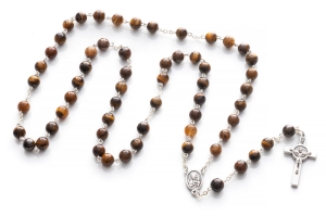 Różaniec z kamienia paciorki 8 mm Tygrysie Oko