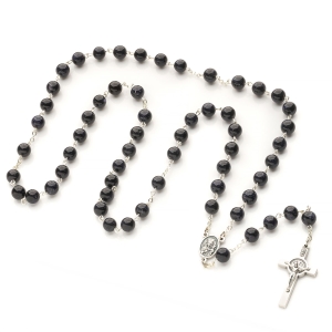 Różaniec z kamienia paciorki 8 mm Noc Kairu 