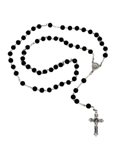 Różaniec z kamienia paciorki 6 mm lawa wulkaniczna