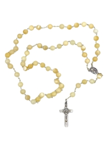 Różaniec z kamienia 8 mm nefryt bursztynowy