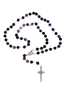 Różaniec z kamienia 8 mm agat fioletowy