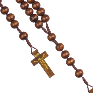 Różaniec drewniany 12 mm jasny brąz