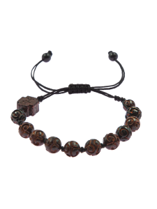 Bransoletka dziesiątek różańca drewno mukula 8 mm