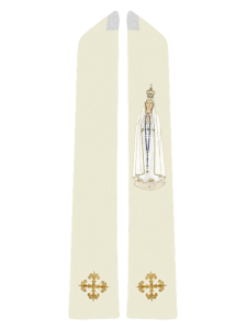 Stuła kapłańska w kolorze kremowym z Matką Bożą Fatimską