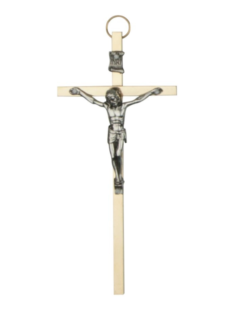 Krzyżyk metalowy wiszący 13 cm złoty