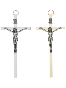 Krzyżyk metalowy wiszący 13 cm złoty/srebrny