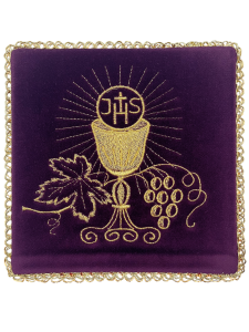 Palka na kielich fioletowa welur IHS kielich winogrona
