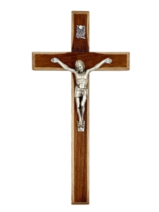 Krzyż drewniany ciemny 16 cm frez