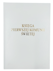 Księga Pierwszej Komunii Świętej w skórzanej oprawie biała A4