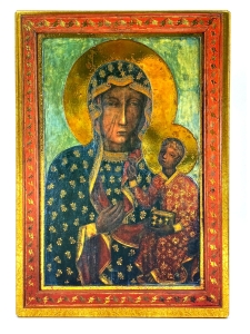 Ikona Matka Boża Częstochowska jasna rama 19,5 cm x 28 cm