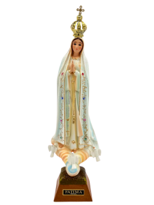 Figura Matka Boża Fatimska ręcznie malowana szklane oczy 33 cm