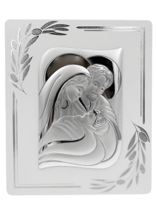 Obrazek srebrny w białej ramce Święta Rodzina 25 cm