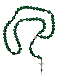 Różaniec sznurkowy z kamienia 8mm howlit malachitowy
