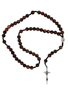 Różaniec sznurkowy z kamienia 8mm piasek  pustyni + noc Kairu