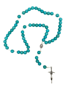 Różaniec sznurkowy z kamienia 8 mm howlit turkusowy