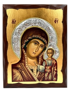 Ikona grecka z certyfikatem Matka Boża Kazańska 27x21 cm