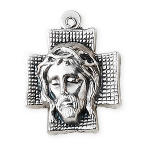 Medalik krzyż / Jezus w koronie cierniowej 2,3 x 2,3 cm