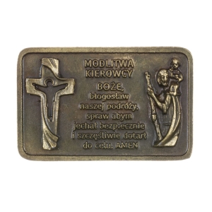 Plakietka do samochodu św. Krzysztof modlitwa kierowcy 5,5x3,5 cm