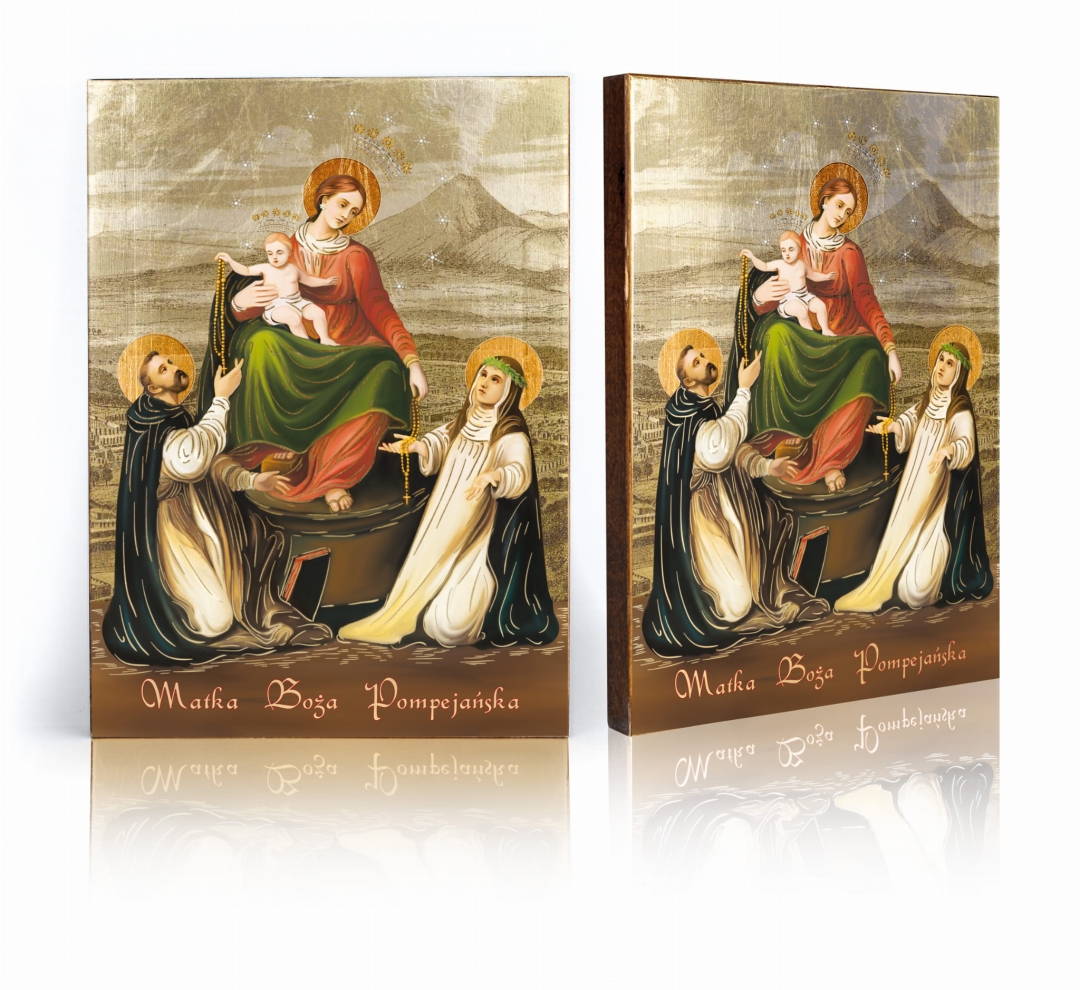 Ikona średnia Matka Boża Pompejańska 17 cm x 23 cm