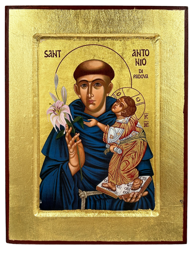 Ikona święty Antoni z lilią 18 cm x 23,5 cm