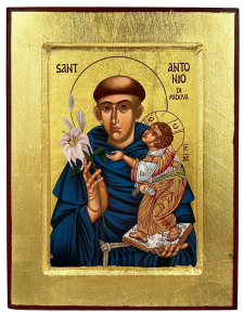 Ikona święty Antoni z lilią 18 cm x 23,5 cm