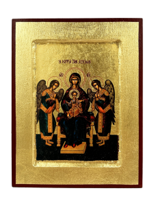 Ikona Matka Boża z Dzieciątkiem Jezus na tronie 14 cm x 18 cm