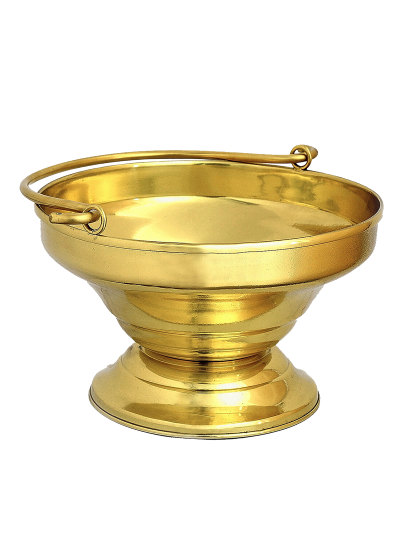 Kociołek liturgiczny na wodę święconą mosiężny 21 x 13 cm