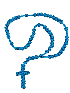 Różaniec sznurkowy pleciony jasnoniebieski