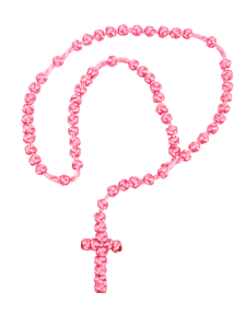Różaniec sznurkowy pleciony jasnoróżowy