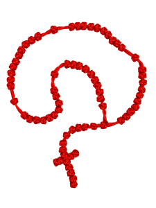 Różaniec sznurkowy pleciony czerwony