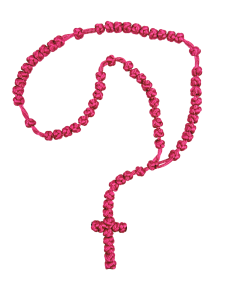 Różaniec sznurkowy pleciony różowy