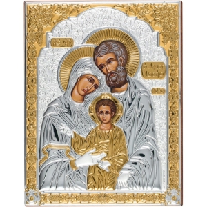 Ikona Święta Rodzina posrebrzana 14x18 cm
