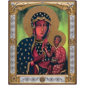 Ikona MB Częstochowska za szkłem 11,6 x 14,3 cm