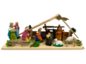 Szopka bożonarodzeniowa duża 40 cm x 12 cm x 18 cm wół osioł