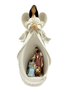 Anioł biały szopka bożonarodzeniowa LED 19 cm  