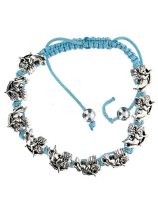 Bransoletka dziesiątka Aniołek sznurek błękitny 6 mm