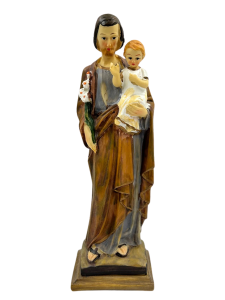 Figurka Święty Józef i Jezus kolorowa żywica 20 cm