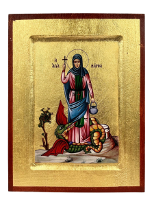 Ikona święta Marta krzyż i smok 14 cm x 18 cm