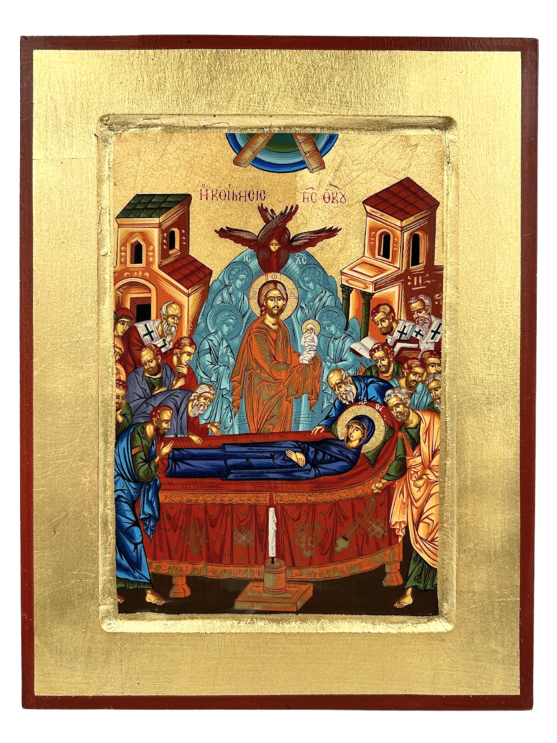 Ikona bizantyjska Zaśnięcie Najświętszej Maryi Panny 24x18 cm